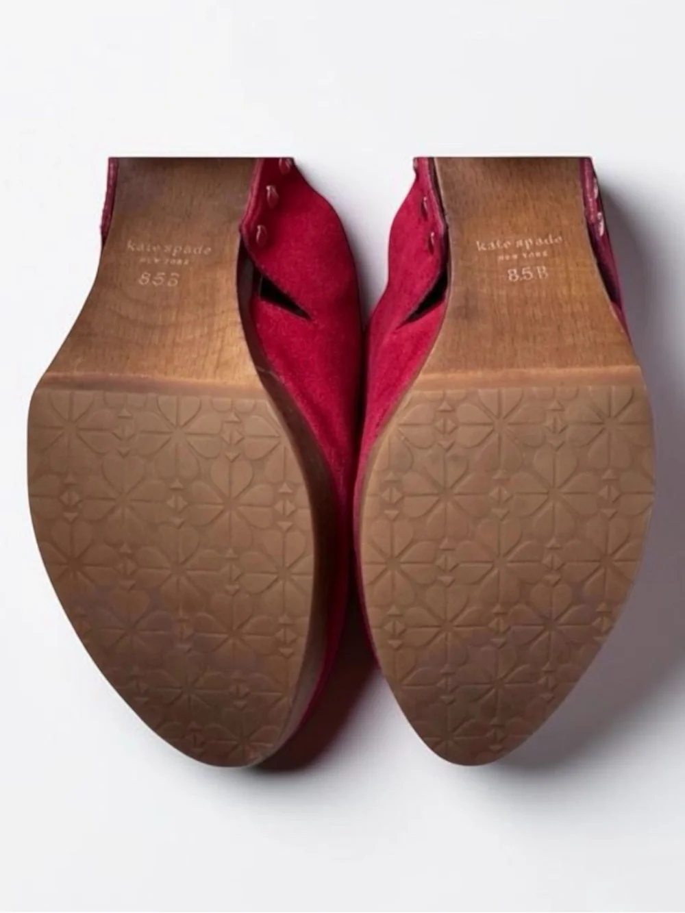 Kate Spade Amsterdam Suede Lava Falls Clogs w/box- 8.5B